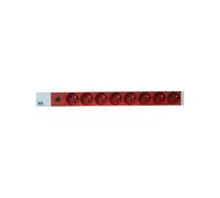Bachmann Protection - Coupe-circuit (rack-montable) - entrée : IEC 60320 C14 - connecteurs de sortie : 8 (CEE 7/5) - 1U - 19" - 2 m cordon - rouge, argent aluminium