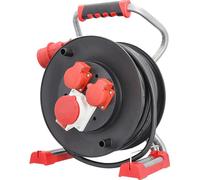 BACHMANN Touret de câble CEE professionnel, 2x CEE7/3, 1x CEE 400V/16A, H07RN-F 5G1,5mm² 25m