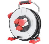 BACHMANN Touret de câble CEE professionnel IronCoat, 2x CEE7/3, 1x CEE 16A/400V~