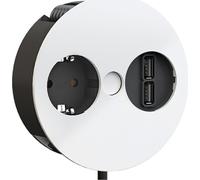 BACHMANN TWIST 1x contact de protection, embouts, chargeur USB, fiche de montage avec contact de protection, blanc, 2 m