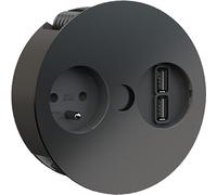BACHMANN TWIST 1xUTE 1xUSB Charger, AEH RAL9005 30GE, schwarz, 2 m