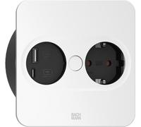 Bachmann TWIST 2 carré argent - 1xCEE7/3, 1xUSB A/C, 22 W, 2,0 m, AEH, RAL 9010, 30 GE