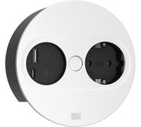 Bachmann TWIST 2 ronde blanche - 1xCEE7/3, 1xUSB A/C, 22 W, 2,0 m, AEH, RAL 9010, 30 GE