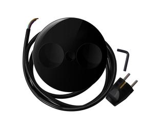 Bachmann Twist 2S - Multiprise - Prises de sortie : 2 - cordon de 2 m - Allemagne - noir, RAL 9005