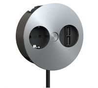 BACHMANN TWIST 931.031 aspect inox avec prise de courant de sécurité et double chargeur USB / norme allemande / BACHMANN / Prise de courant