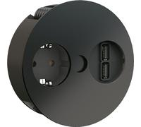 BACHMANN TWIST 931.131 Noir mat avec prise de courant de sécurité et double chargeur USB / Norme allemande / BACHMANN / Prise de courant