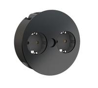 Bachmann Twist 931.150 Prise encastrable 2 Prises avec câble de 2 m pour Cuisine et Bureau Noir Mat (Profondeur d'encastrement de Seulement 40 mm et évacuation de l'eau intégrée)