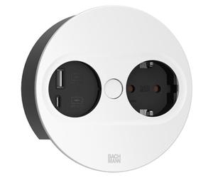 Bachmann TWIST2 1xCEE7/3 1xUSB A/C 22 W, ronde, blanche, 0,2 m, avec fiche ISV