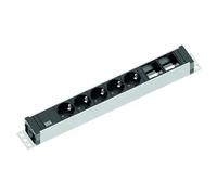 Bachmann UNIVERSAL - Bâti de prises - Prises de sortie : 5 (alimentation) - cordon de 3,0m - noir, argenté-anthracite (922.0181)