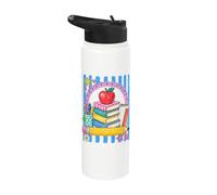 Back to School Teacher Student Apple Books Classroom Stainless Steel Insulated Water Bottle