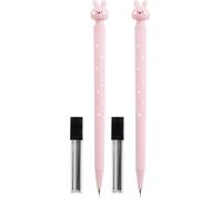Back2Fun - Porte-mines pour enfants avec lapin sur le dessus, comprend 12 mines 2B, papeterie amusante pour enfants, crayon porte-mine 0,5 mm, conçu pour la trousse scolaire ou pour offrir (Lot de 2)