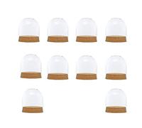 Backbayia 1 Set Décor de Table Mini Couvercle en Verre Clair Dôme Grande Cloche en Verre Décorative avec Plateau en Bois