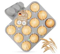 Backefix FLEXI Lot de 12 grands moules à muffins en silicone pour 12 muffins de 6,5 cm et 3 cm de haut | Moules à muffins antiadhésifs en silicone, standard allemand, sans BPA | Grand moule en