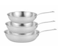 Backen 012200 Set de 3 Poêles 24/26/28 cm -Tri-ply triple couche -Inox 18/10 Induction, Antiadhésif Naturel, sans PTFE, PFOA,PFAS, Haute Résistance