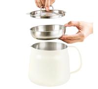 Bacon Grease Container - 1.8L Stainless Steel Oil Storage Jar Strainer