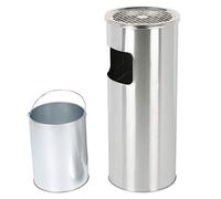Bacs à déchets de jardin 30L,Cendrier Vertical,Cendrier avec Seau Intérieur,pour Extérieuret Intérieur, Jardin et Hôtel,Bâtiments de Bureau-25 * 25 * 60cm-Argent-1PC