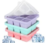 Bacs à Glaçons,3Pcs 6 Compartiments Bac Purées Carrés Empilables et Lavables Lave Vaisselle avec Couvercle, très pratique