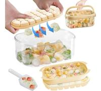Bacs à glaçons en silicone avec couvercle - design empilable - grande capacité - 54 glaçons - pour congeler des confettis en papier - permet de réaliser des cornets de glace - couleur sable