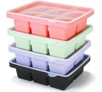 Bacs à glaçons en silicone XL avec couvercle, empilables et lavables au lave-vaisselle, pour la bière, le vin et les aliments pour bébés (4 couleurs, lot de 4, 24 glaçons)