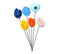 Bacs d'abeilles dans le jardin - Ensemble de 6 bols à eau avec piquets, forme de fleur en céramique colorée - Bain d'abeilles pour le jardin, pour colibris décoration extérieure dans le, terrasse et