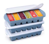 Bacs de Congélation en Silicone avec Couvercles, Lot de 3 Moules à Glaçons, Démoulage Facile, Plateaux de Congélation pour Aliments, Rangement de Soupe, Sauce, Bouillon et Restes