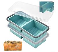 Bacs de Congélation Silicone 2 Pack avec Couvercles Hermétiques(Teal) | Lot de 2 grands bacs, couvercles inclus, design empilable, gain de place optimal, pour idéal pour batch cooking