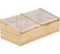 Bacs de culture d'automne Moonbite en bois de sapin, mini-serre de 100 x 50 cm avec plaque en polycarbonate inclinable et ouvrable, protège du vent et de l'humidité, bois, nature