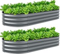 Bacs de culture surélevés en métal, lot de 2. Kits de bacs de culture en acier galvanisé, idéaux pour les jardins et les balcons. Jardinières pour légumes, herbes aromatiques et fleurs. Couleur : gris