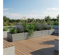 Bacs de plantation pour jardin - Jardinière rectangulaire surélevée en acier - 400x80x45 cm - Pour jardin et terrasse - Intérieur et extérieur - Design moderne - Gris clair
