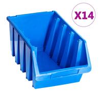 vidaXL Bacs gerbables empilables 14 pcs Bleu plastique