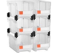 Bacs de rangement empilables en plastique, 37,7 x 21,5 x 18 cm (lot de 6), bacs en plastique pour organiser et ranger le placard, le garage, les petites pièces, les fournitures de bureau, autres acces