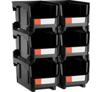 Bacs de rangement empilables en plastique, 37,7 x 21,5 x 18 cm (lot de 6), bacs en plastique pour organiser et ranger le contenu des placards, garages, petites pièces, fournitures de bureau et autres