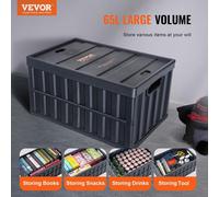 Bacs de rangement pliables avec couvercles, lot de 3 de 65 litres, caisses utilitaires empilables en plastique pliables avec poignées, grands conteneurs robustes pour ranger vêtements, jouets, livres,