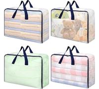 Bacs de transport avec fenêtre transparente, bacs de déménagement transparents de 50 litres, 58 x 22 x 38 cm, sacs à vêtements avec fermeture à glissière, poignées robustes, bacs de déménagement pour 