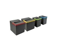 Emuca Bacs de tri Recycle pour tiroir de cuisine – 2x12L + 2x6L (36 L) – Gris