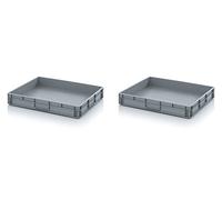 Bacs Euro 2x Conteneurs de Rangement 80 x 60 x 12 cm 45 l Polypropylène Gris Argenté Lot de 2 avec Mètre Pliant