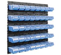 Bacs gerbables panneaux muraux avec bacs Étagère de tri 40 pcs. Box avec couvercle Étagère murale 80 x 80 cm Étagère murale d'atelier Étagère à bacs avec couvercle transparent Bacs à bec Système de st