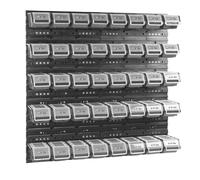 Bacs gerbables panneaux muraux avec bacs Étagère de tri 40 pcs. Box avec couvercle Étagère murale 80 x 80 cm Étagère murale d'atelier Étagère à bacs avec couvercle transparent Bacs à bec Système de st