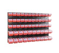 Bacs gerbables panneaux muraux avec bacs Étagère de tri 56 pcs. Box avec couvercle Étagère murale 120 x 80 cm Étagère murale d'atelier Étagère à bacs avec couvercle transparent Bacs à bec Système de s