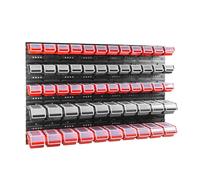 Bacs gerbables panneaux muraux avec bacs Étagère de tri 56 pcs. Box avec couvercle Étagère murale 120 x 80 cm Étagère murale d'atelier Étagère à bacs avec couvercle transparent Bacs à bec Système de s