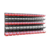 Bacs gerbables panneaux muraux avec bacs Étagère de tri 74 pcs. Box avec couvercle Étagère murale 160 x 80 cm Étagère murale d'atelier Étagère à bacs avec couvercle transparent Bacs à bec Système de s