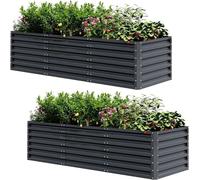 Bacs surélevés en métal, ensemble de 2, dimensions 240x60x90 cm. Bacs surélevés autoportants en zinc-aluminium, idéaux pour le jardin et le balcon. Capacité de 1296 litres. Jardinières pour l'extérieu