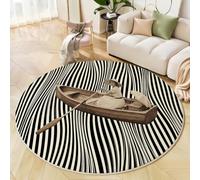BACSEAZH Tapis Rond Abstraction Illusion Visuelle Ø 90cm, Doux Poils Courts Femmes Bateau Tapis de Sol Lavable et antidérapant, pour Salon Chambre Salle à Manger Couloir Bureau, Noir Blanc