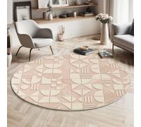 BACSEAZH Tapis Salon Rond Rose Clair, Anti-Glissant Solide Géométrique Carpette pour intérieur, Salon Anti Slip Demi-Cercle Triangle Rectangle Tapis de Sol pour Chambre Cuisine Couloir Entrée 100cm
