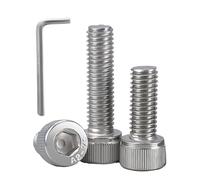BACSHBY 20 Pièces Vis M6x8mm Cylindriques Vis Machines avec llen | Vis à Six Pans Creux A2 V2A 304 Acier Inoxydable Argenté Boulon Hexagonal Filetage Complet pour Machines,Meubles,Métal