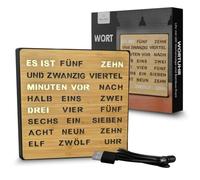 Bada Bing Horloge LED en Bambou avec Affichage du Mot Allemand - Horloge en | bois élégante avec câble USB - Horloge murale moderne - Horloge de table de qualité supérieure silencieuse à poser/à