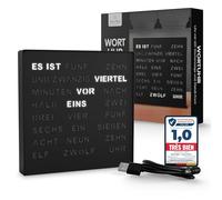 Bada Bing Horloge LED Noire avec Affichage du Mot Allemand - Horloge | en métal élégante avec câble USB - Horloge murale moderne - Horloge de table de qualité supérieure silencieuse à poser/à