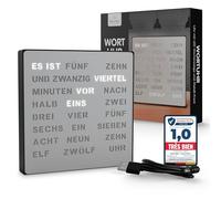 Bada Bing Horloge murale LED élégante - Affichage du mot allemand - Avec câble USB - Aspect cuivre - À suspendre ou à poser - Qualité supérieure - 79, Bronze, Noir