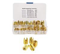 Badafaci Inserts Filetés Autotaraudeurs, Ensemble combiné d'Inserts Fendus en Laiton 50 Pièces, sans Pré-taraudage, Forte Traction, Résistant aux Vibrations, pour le Traitement du Métal et du
