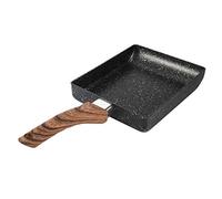 Badafaci Poêle Tamagoyaki Poêle à Omelette Rectangulaire Antiadhésive Revêtement en Pierre en Alliage d'Aluminium 15,5 X 18,5 Cm Manche en Bois pour Oeufs Sandwichs Crêpes Maison Cuisine